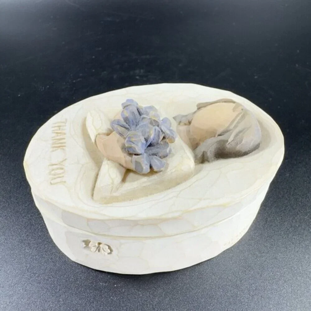 2005 Willow Tree Thank You Resin‎ Trinket Dish W Lid Container Jewelry Holder